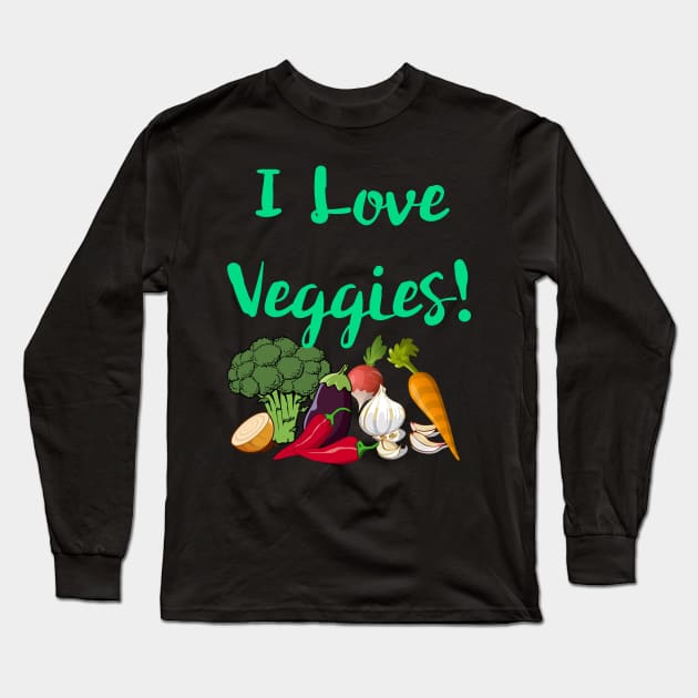 I Love Veggies Long Sleeve T-Shirt by Lin Watchorn 